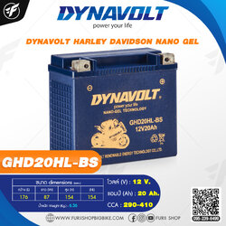 แบตเตอรี่ รถมอเตอร์ไซค์ DYNAVOLT Harley Davidsin Nano Gel Battery : GHD20HL-BS 12V 20Ah