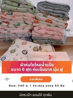 ผ้าห่มใยไหมน้ำแข็ง ผ้าห่มใยไหมเย็น 6 ฟุต ใยเย็น งานขายดี เหมาะกับฤดูร้อน ผ้าห่มฤดูร้อน ห่มแล้วเย็นสบาย ขายปลีก-ส่ง ราคาส่ง 40 ผืน ผืนละ 340 บ.