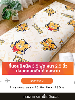 ที่นอนปิคนิค 3.5 ฟุต หนา 2.5 นิ้ว ปลอกถอดซักได้ ราคาผืนละ 180 บ. กระสอบ 15 ผืน