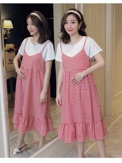 ชุดเอี๊ยมเย็บติด ลายสก็อต มี 2 สี