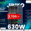 แผงโซล่าเซลล์ N-type Mono Tiger Neo ขนาด 630W ( 2 หน้า ) แบรนด์ Jinko
