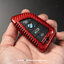 เคสกุญแจ BMW **คาร์บอนไฟเบอร์แท้สีแดง** (Carbon fiber) ทรงใบไม้ (รุ่นAC137)
