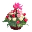 กระเช้ากุหลาบวาเลนไทน์คละสีชมพู บานเย็น ขาวรวม 30 ดอก