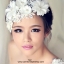 ดอกไม้ผ้าประดับผม ประดับผมเจ้าสาว ออกงาน การแสดง (ขาว) Pearl Beard Flower Bridal Wedding Headwear Handmade Hair Accessories T22