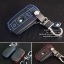 เคสกุญแจหนัง บีเอ็มดับเบิ้ลยู E series สีเทาเข้ม เย็บด้วยด้ายแดง / น้ำเงิน