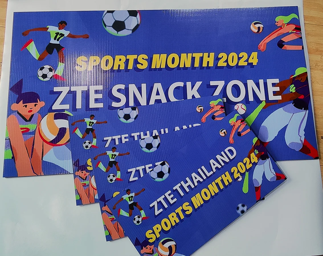 สติ๊กเกอร์ติดพีพีบอร์ดงานกีฬาสี ZTE SNACK ZONE