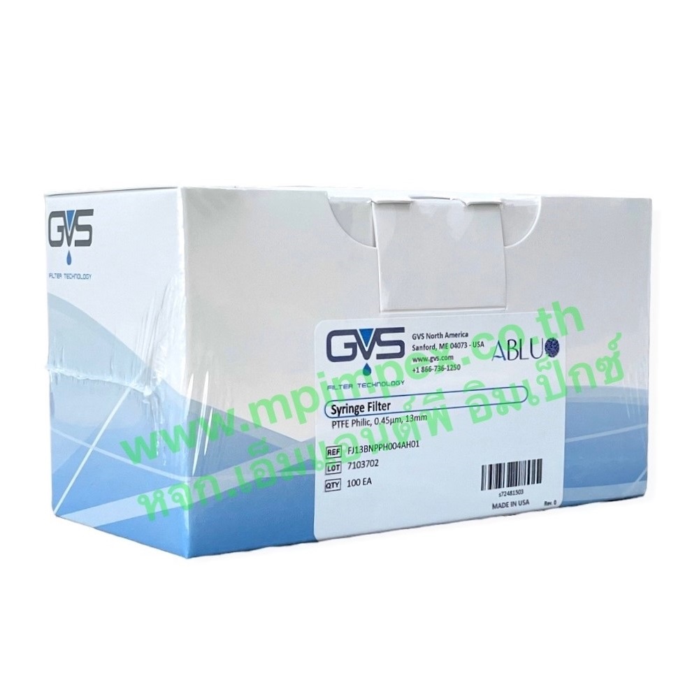 GVS™ ABLUO™ PTFE Hydrophilic Syringe filter (Nonsterile), 13 mm, 0.2 µm / 0.45 µm M&P IMPEX